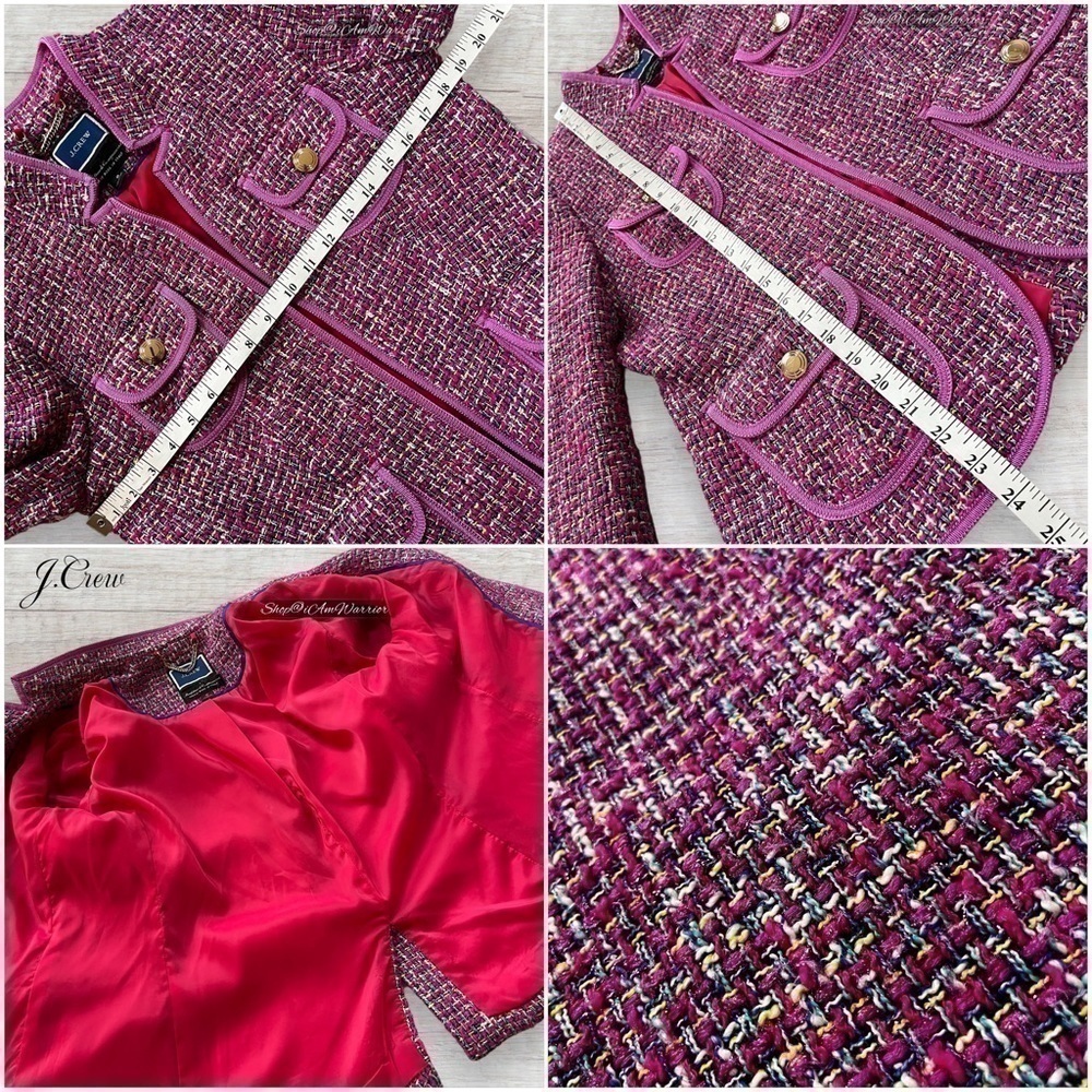 J.Crew fuchsia lady tweed jacket + pencil skirt 2 piece suit *shop@iamwarrior - Picture 14 of 16